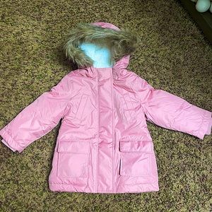 Old Navy Toddler Girl Size 3T Pink Faux-Fur Trimmed Parka